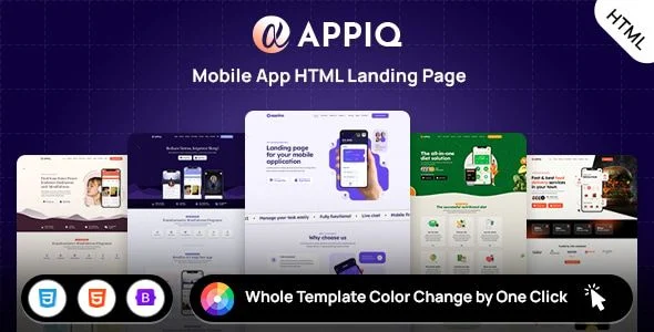 APPIQ - ONE PAGE App Landing Page Responsive HTML Template
