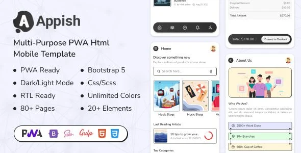Appish Multipurpose PWA HTML template