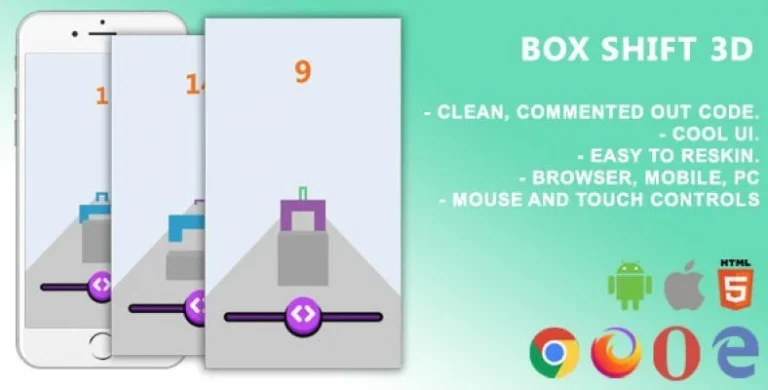 Box Shift 3D. Mobile/ Html5 Game .c3p (Construct 3)