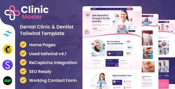 ClinicMaster - Dentist Dental Clinic Tailwind Template