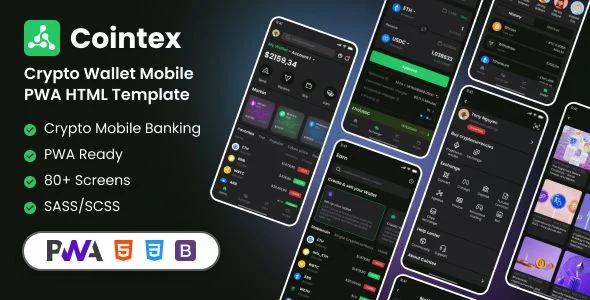 Cointex - Crypto Wallet Mobile PWA HTML Template