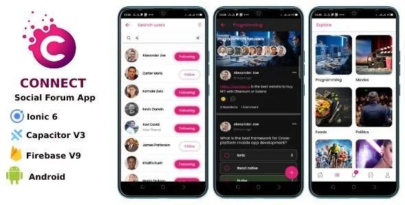 Connect - Ionic 6 Social Forum Capacitor/ Firebase V9/ Android/ iOS