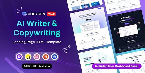 CopyGen - AI Writer Copywriting Landing Page HTML Template