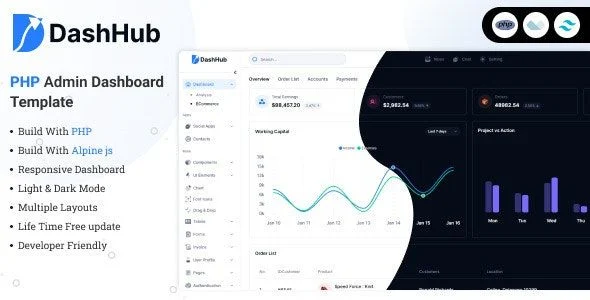 DashHub - PHP Tailwind CSS Admin Dashboard Template