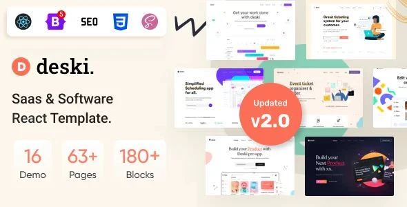 Deski - Software/ SaaS Startup React Js Template
