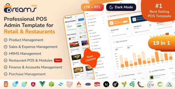 DreamsPOS - POS Inventory Management Admin Dashboard (HTML Angular19 React19 Vue Laravel12)