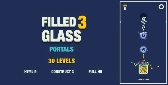Filled Glass 3 Portals - HTML5 Game (Construct3)