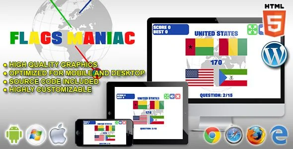 Flags Maniac - HTML5 Quiz Game