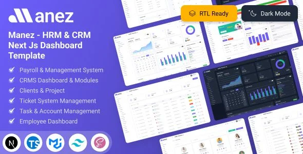 HRM CRM Next js Dashboard Template | Manez
