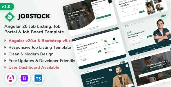 JobStock - Angular 20 Job Listing/ Job Portal Landing Admin Dashboard Template