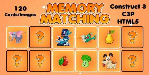 Memory Matching Picture Puzzle Game - (Construct 3 | C3P | HTML5) Admob and FB Instant Support