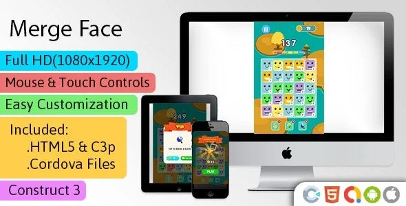 Merge Face - HTML5 Game (Construct 3 | C3p) - Merge Game str8face