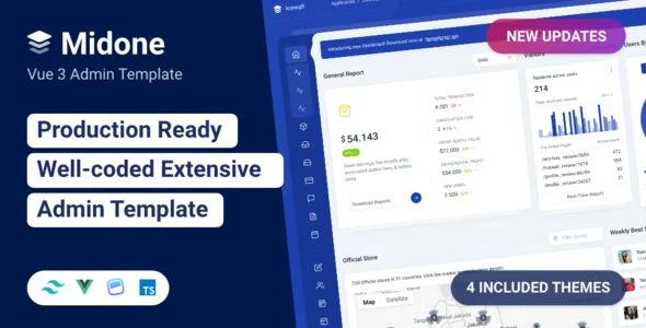 Midone - Vuejs 3 Admin Dashboard Template + HTML Version