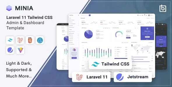 Minia - Laravel 10 Tailwind CSS Admin Dashboard Template