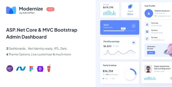 Modernize - ASP.Net Core MVC Bootstrap Admin Dashboard Template