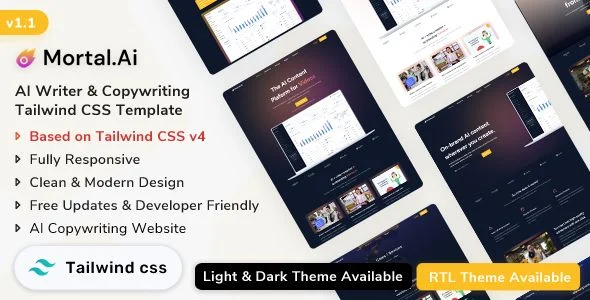 Mortal - AI Writer Copywriting Tailwind CSS Template