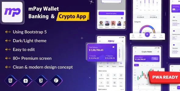 Mpay - E Wallet Banking HTML Mobile Template