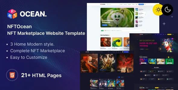 NFTOcean - NFT Marketplace Website Template + Light Dark