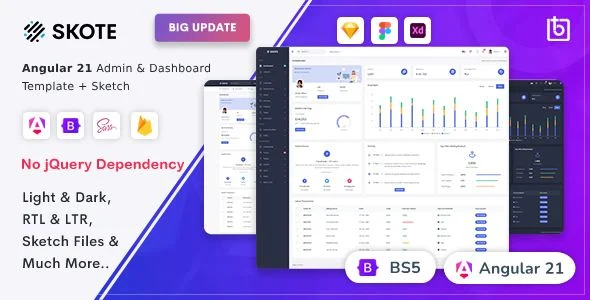 Skote - Angular 18 Admin Dashboard Template + Sketch