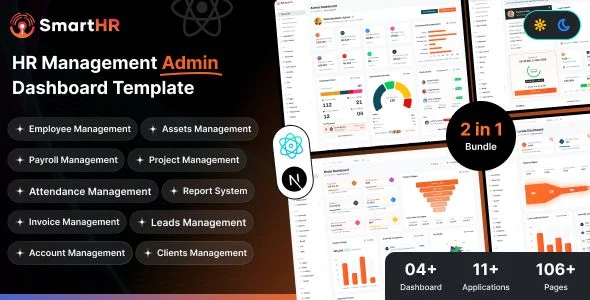 SmartHR - React 19+ Html HRMS/ Payroll/ CRM and HR Project Management Admin Dashboard Template