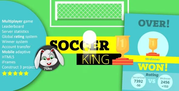 Soccer King - Construct 3/ HTML5/ Multiplayer/ Rating System/ Mobile