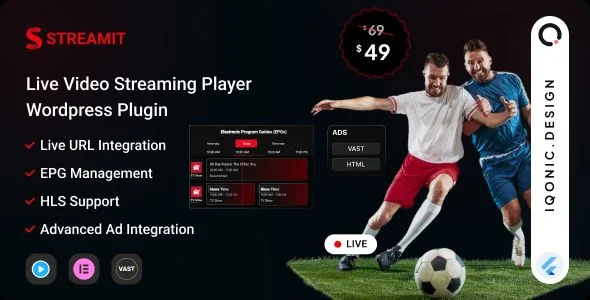 Streamit - Live video streaming player WordPress plugin