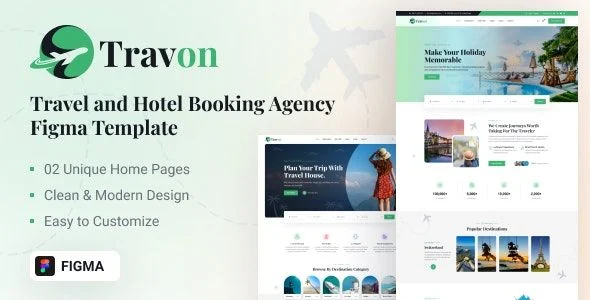 Travon - Travel And Hotel Booking Agency Figma Template