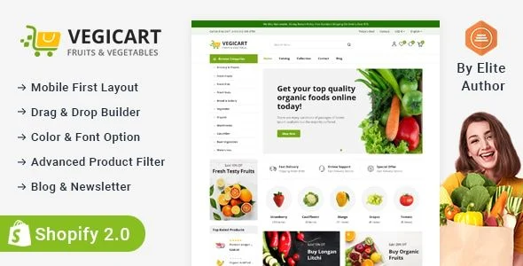 Vegicart - Organic Fruits Vegitable Store Shopify 2.0 Responsive Theme