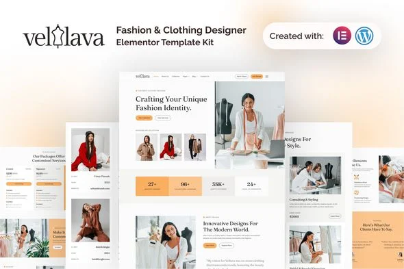 Vellava - Fashion Clothing Designer Elementor Template Kit