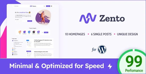 Zento - Modern Lightweight Blog for WordPress