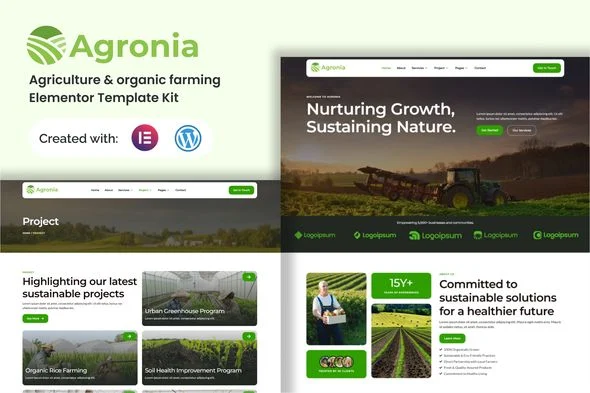 Agronia - Agriculture & Organic Farming Elemenntor Template Kit