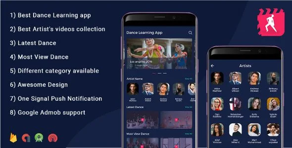 Android Dance App - Video App (youtube channel + live streaming + m3u8 + Movies)