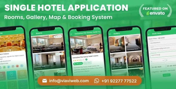 Android Single Hotel Application with Rooms, Gallery, Map & Booking System