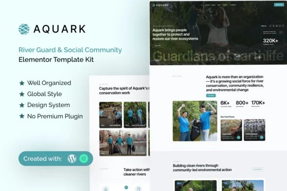 Aquark - River Guard & Social Community Elementor Template Kit