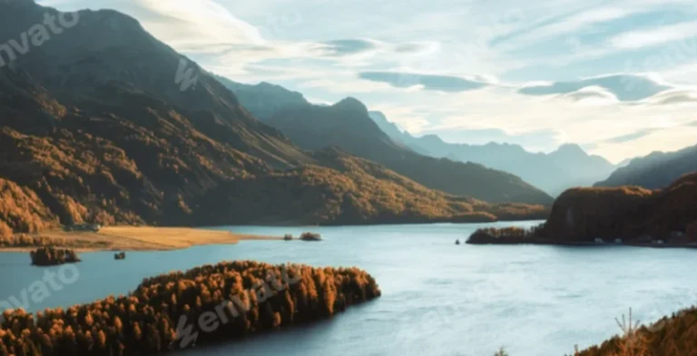 Autumn landscape on Sils lake