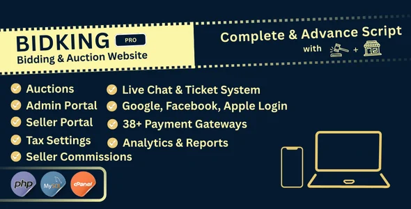 BidKing Pro - Best Value Auction Script with Analytics, Tax Settings & Buyer Insights