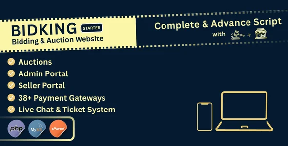 BidKing Starter - PHP Auction & E-Commerce Script with Live Bidding, Wallet System & Multi-Vendor
