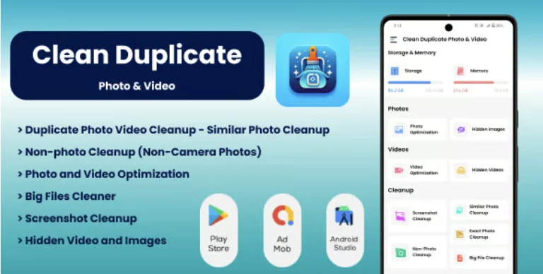 Clean Duplicate Photo & Video - Big File Cleaner - Photo & Video Optimization - Video Compressor