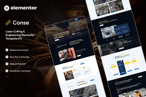 Conse - Industrial & Laser Cutting Services Elementor Template Kit