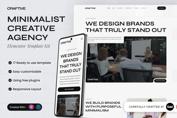 Craftive - Minimalist Creative Agency Elementor Template Kit