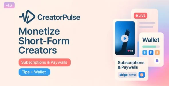 CreatorPulse - Monetize Short-Form Creators | Subscription, Paywall & Live Video PHP Platform