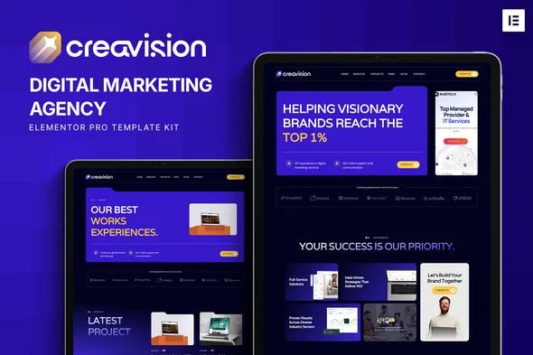 Creavision - Digital Marketing Agency Elementor Pro Template Kit