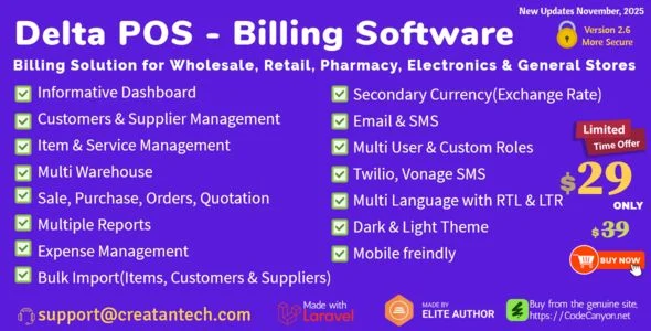 Delta POS- Invoicing, Billing & Inventory Management System with GST & CRM