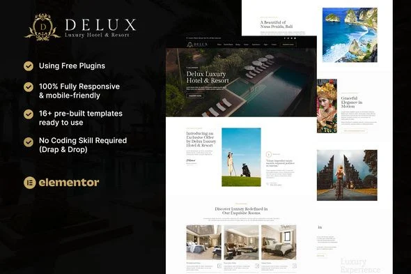Delux - Luxury Hotel & Resort Elementor Template Kit