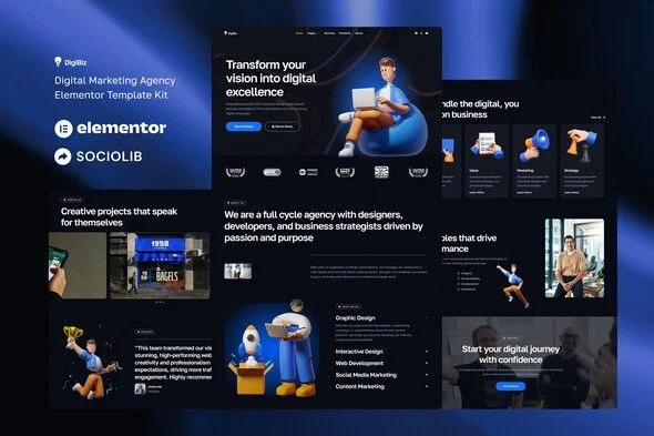 DigiBiz - Digital Marketing Agency Elementor Template Kit