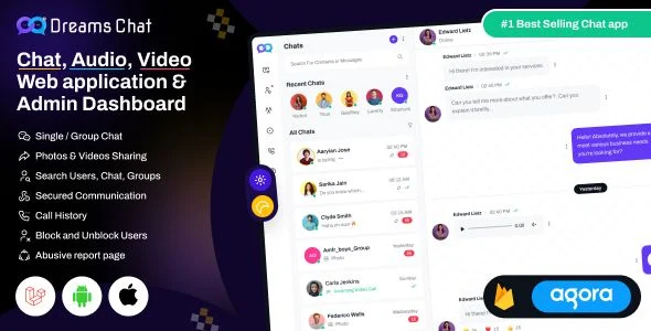 DreamsChat Web - Chat, Audio, Video Web APP with Admin Dashboard
