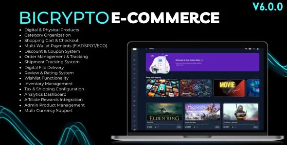 Ecommerce Addon for Bicrypto - Digital Products, Wishlist, Licenses