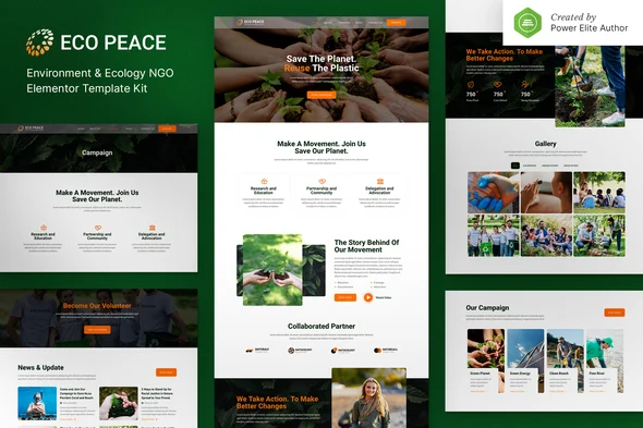 EcoPeace - Environment & Ecology NGO Elementor Template Kit
