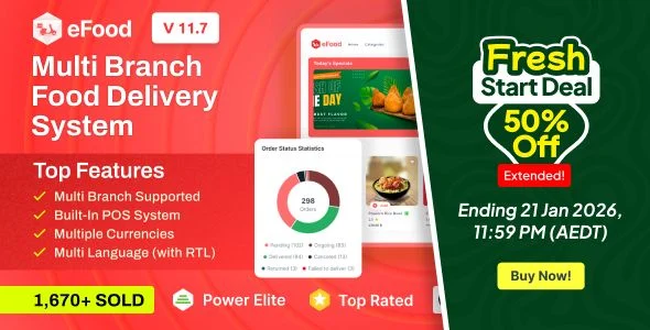 eFood - Food Delivery App with Laravel Admin Panel + Delivery Man App