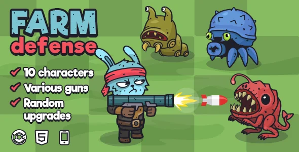Farm Defense - HTML5 Shooter Defense Game | Construct 3 | Mobile Ready